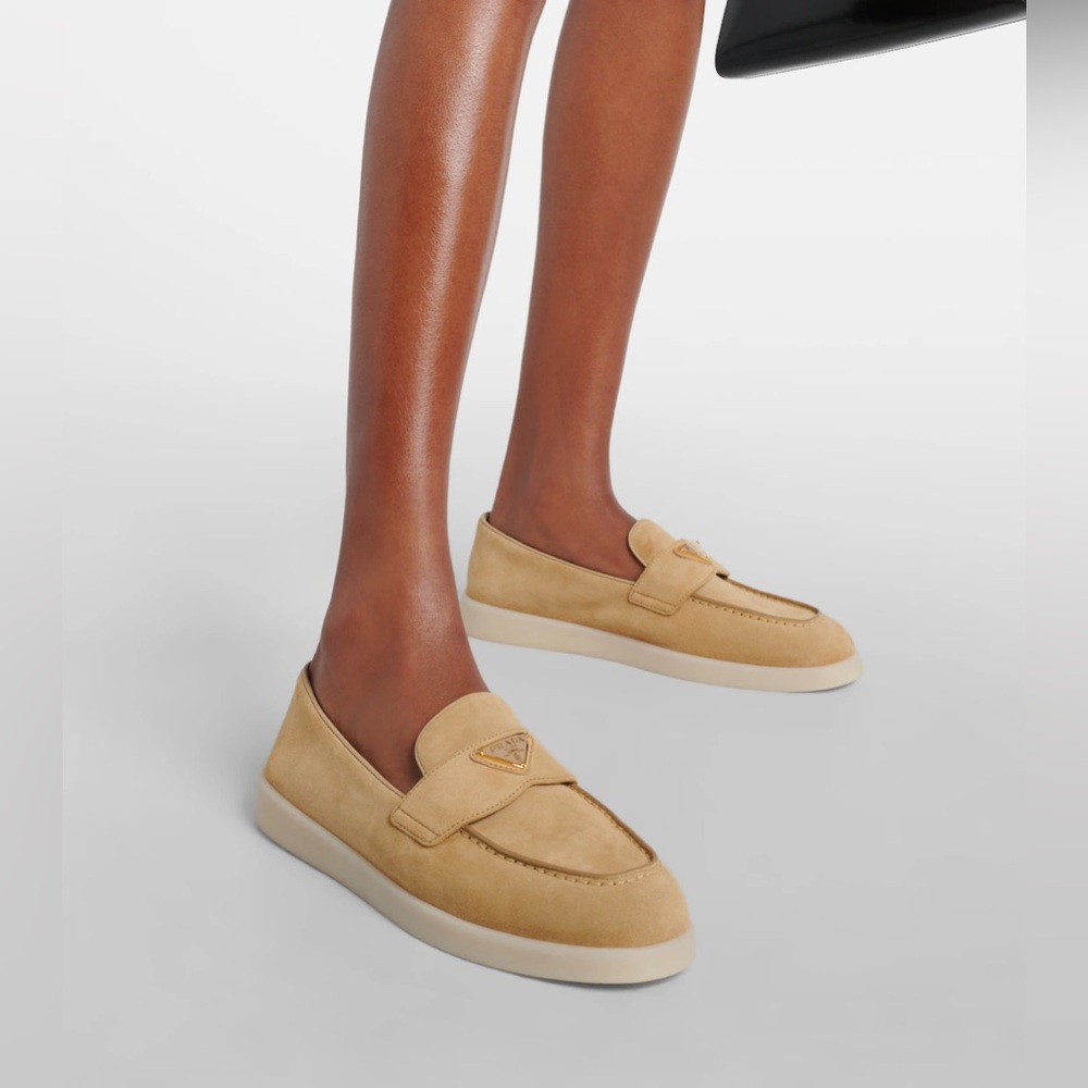 Prada St Tropez Suede Shearling Loafers